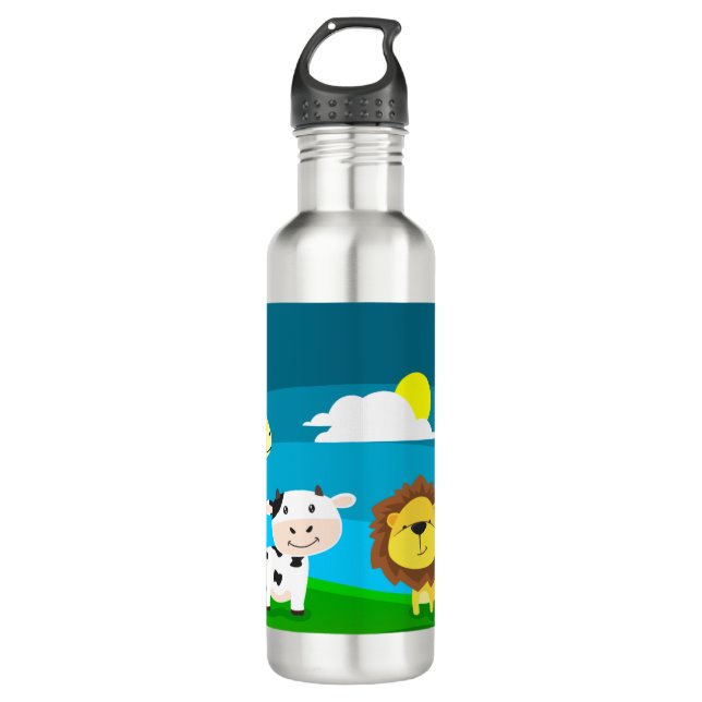 Tierkartoon Edelstahlflasche (Vorderseite)
