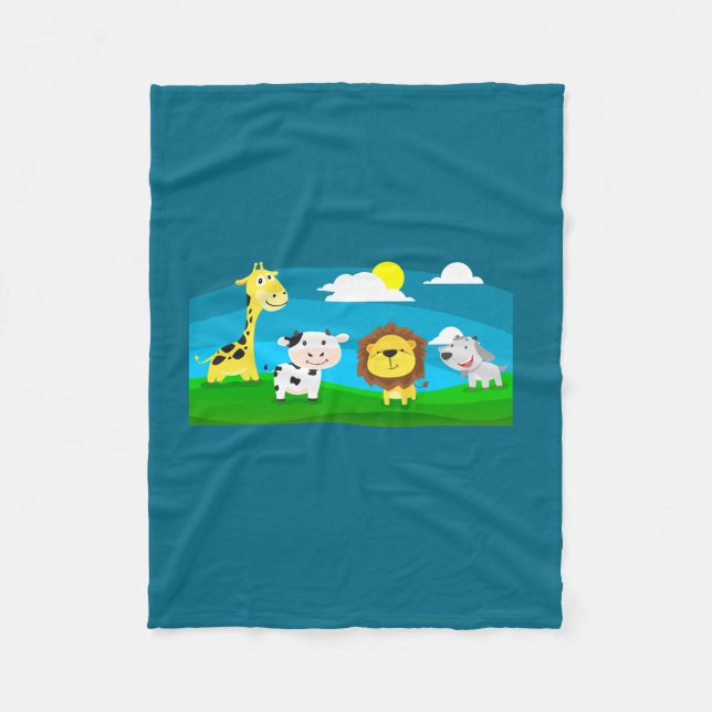 Tierkartoon Fleecedecke (Vorderseite)