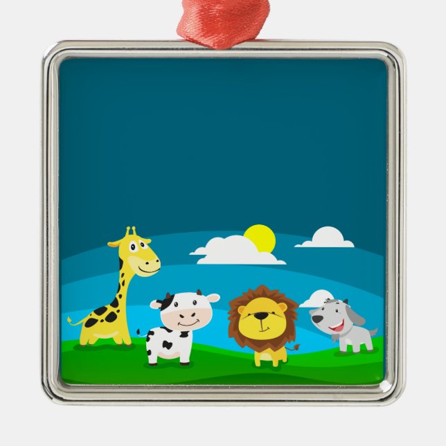 Tierkartoon Ornament Aus Metall (Vorne)