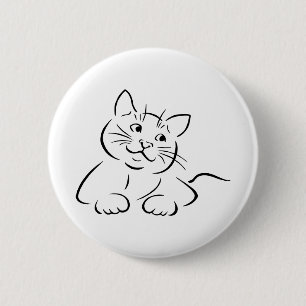 Tierkatze, die Feline Kitten Kittie Sketch Zeichne Button