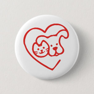 Tierkatze Hund Rotes Herz Button