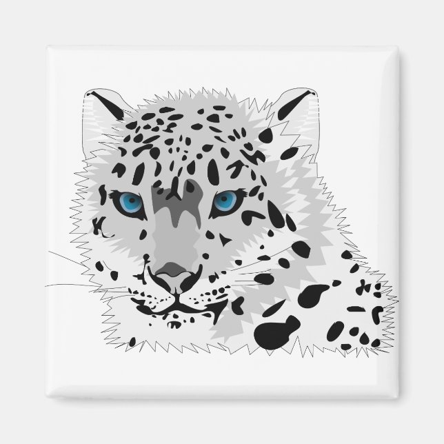 Tierkatze Leopard Snow Leopard Wildkatze Magnet (Vorne)