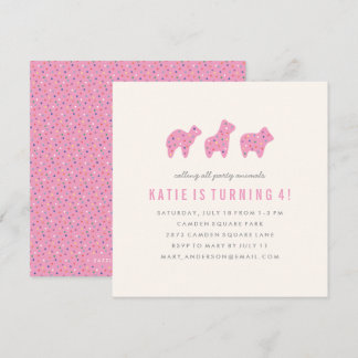 Tierkeks Einladung zum Geburtstag - Rosa