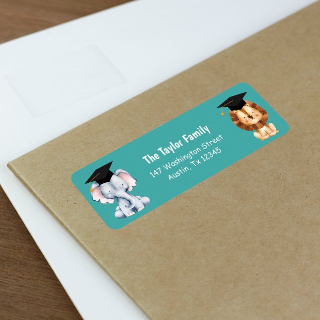 Tierkinder im Vorschulalter Abschluss Rückgabeadre (Animal Kids Preschool Graduation Return Addres Label)