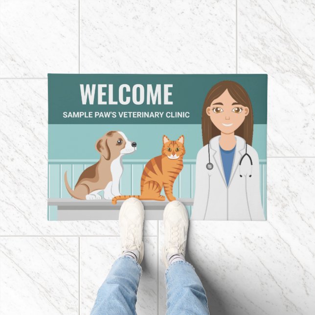 Tierklinik Tierärztin Individuelle Name Fußmatte (Indoor)
