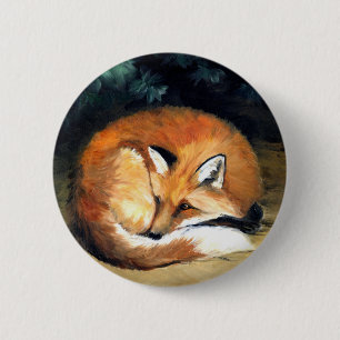 Tierknopf kunst "schläfrigen Fox" Button