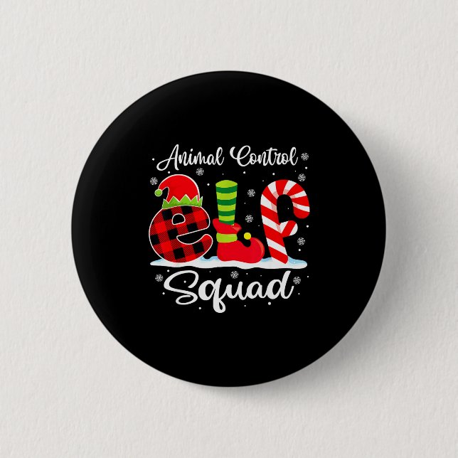 Tierkontroll-Elfen-Trupp Weihnachtsbeamter Matchin Button (Vorderseite)