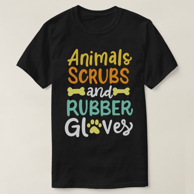 Tierkörper und Gummihandschuhe Tierärzte T-Shirt (Design vorne)