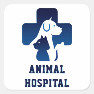 🏥 Tierkrankenhaus-Logo Veterinärmedizinisches Zen Quadratischer Aufkleber