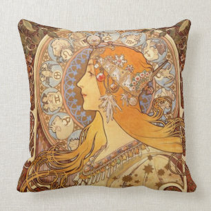 Tierkreis durch Alphonse Mucha Kissen