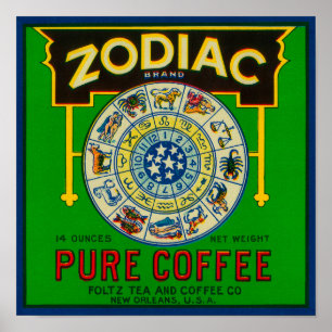 Tierkreis-Kaffee LabelNew Orleans, LA Poster