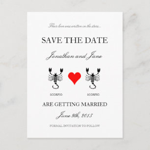 Tierkreis-Save the Date (Skorpion/Skorpion) Weiß Ankündigungspostkarte