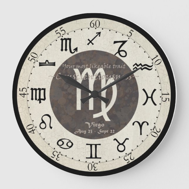 Tierkreis-Uhr - Jungfrau Große Wanduhr (Vorderseite)