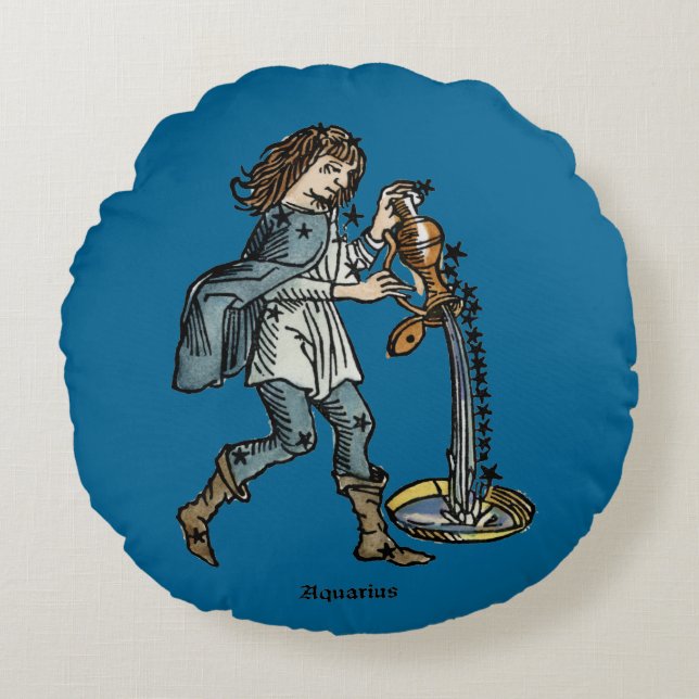 Tierkreis: Wassermann, 1482 Rundes Kissen (Vorderseite)