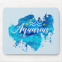Tierkreis-Wassermann-blaue Aquarell-Goldsterne