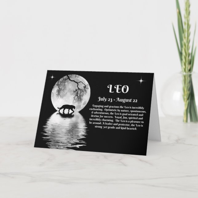 Tierkreis-Zeichen Löwe des Juli und Karte (Vorderseite)