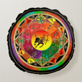 Tierkreis-Zeichen-Schütze-Mandala Rundes Kissen