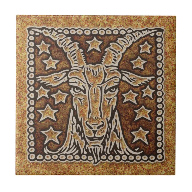 TIERKREIS-ZEICHEN-STEINBOCK FLIESE (Vorderseite)