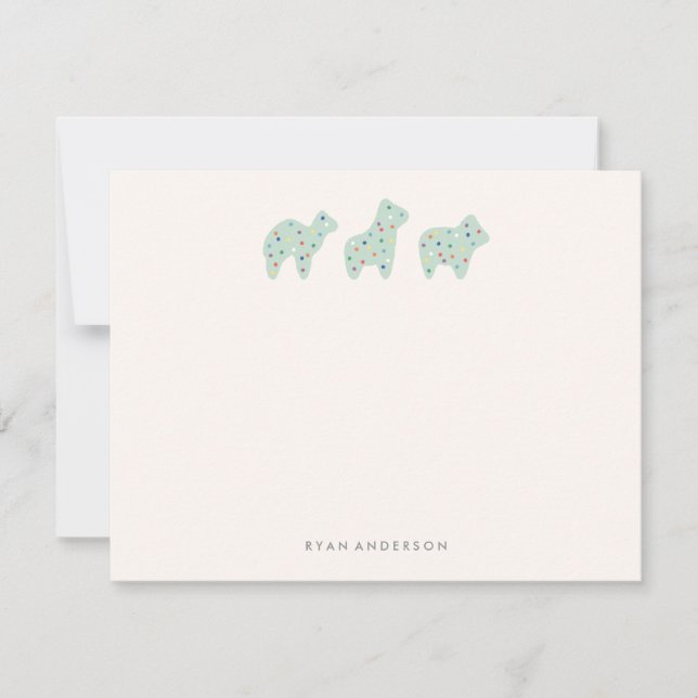 Tierkrümelparade Kid's Stationery - Minze Mitteilungskarte (Vorderseite)