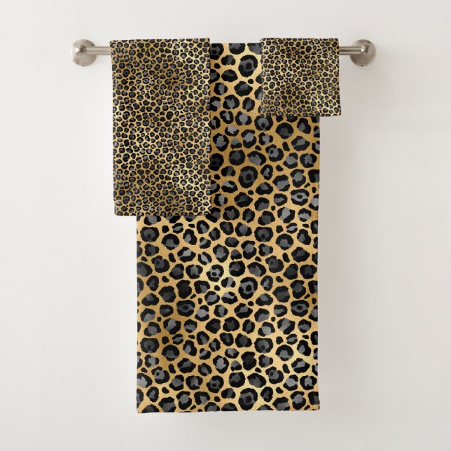 TIERLEOPARD PRINT LUXURY BADEZIMMER TOWEL SET (Insitu)