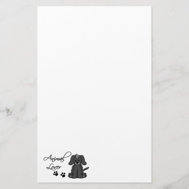 Tierliche Lover-Cartoon-Hunde- und Pfotendrucke Briefpapier (Vorderseite)