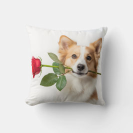 Tierliebe Thema mit roter Rose Kissen