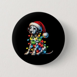 Tierliebhaber Dalmatiner Hunde Weihnachtsmannmütze Button