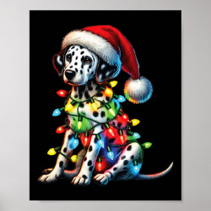 Tierliebhaber Dalmatiner Hunde Weihnachtsmannmütze Poster