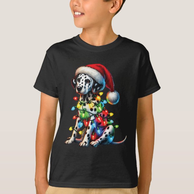 Tierliebhaber Dalmatiner Hunde Weihnachtsmannmütze T-Shirt (Vorderseite)