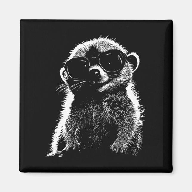 Tierliebhaber mit Sonnenbrille Erdmännchen Magnet (Vorne)
