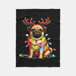 Tierliebhaber Niedlicher Mops Rentierhunde Rentier Fleecedecke