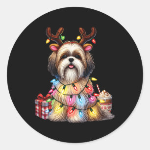Tierliebhaber Shih Tzu Hunde Reindeer Antlers C Runder Aufkleber