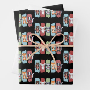 Tierliebhaber Weihnachten Waschbär Opossum Winter  Geschenkpapier Set