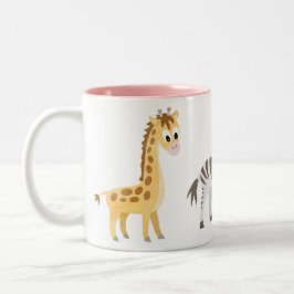 Tierliebhabergiraffe und Zebra Zweifarbige Tasse