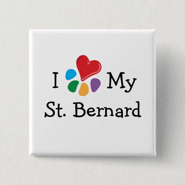 TierLover_I Herz mein Bernhardiner Button (Vorderseite)