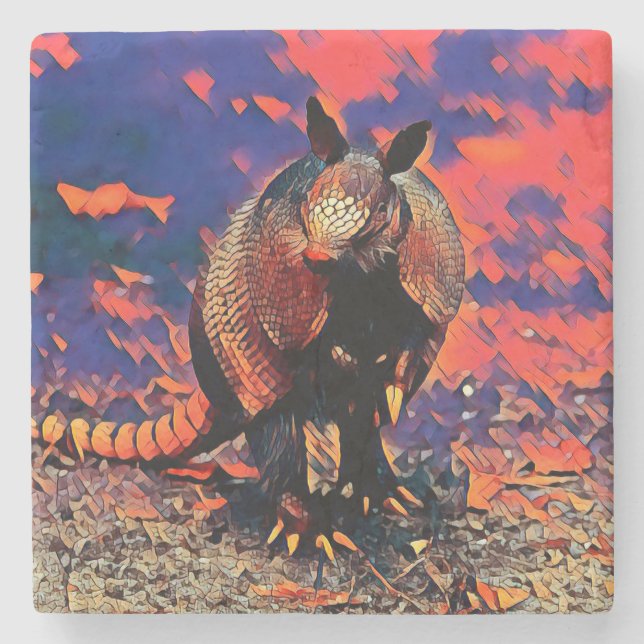 TierMix_Armadillo_001 Steinuntersetzer (Vorderseite)