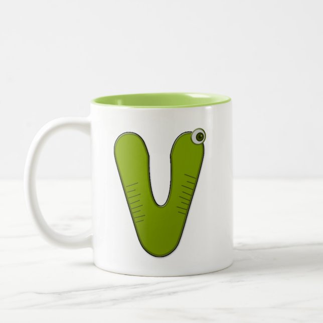 Tiermonogramm - V Zweifarbige Tasse (Links)