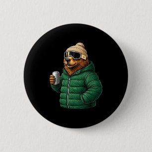Tiermotive Braunbär Après-Ski-Shirt Skifahren Button