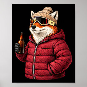 Tiermotive Fuchs Party Après-Ski-Shirt SkifahrenAn Poster