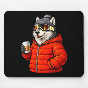 Tiermotive Husky-Party Après-Ski-Shirt Skifahren Mousepad