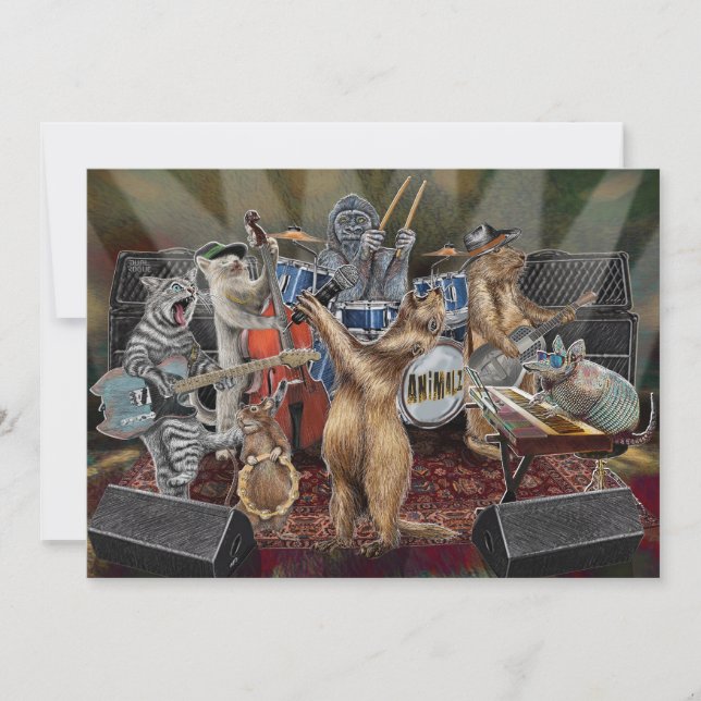 Tiermusiker der Animalz-Gruppe Darstellend Dankeskarte (Vorderseite)