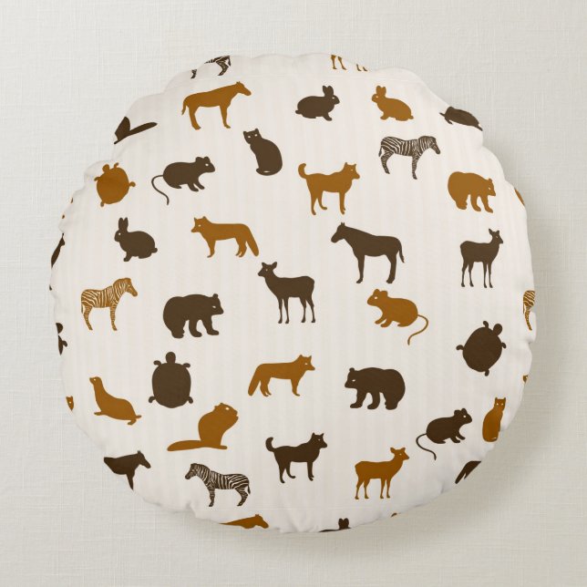 Tiermuster 1 rundes kissen (Vorderseite)