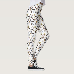 Tiermuster, Damen Weiße Leggings