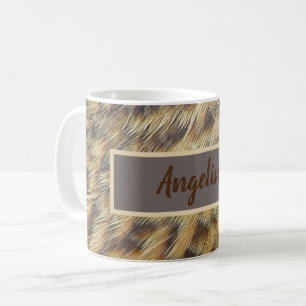 Tiermuster Foto Braun- und Goldfedern Kaffeetasse