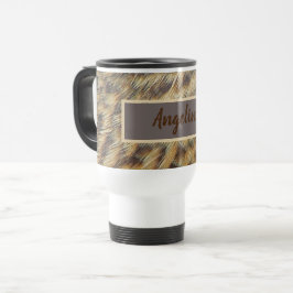 Tiermuster Foto Brown Gold Bird Feathers Reisebecher