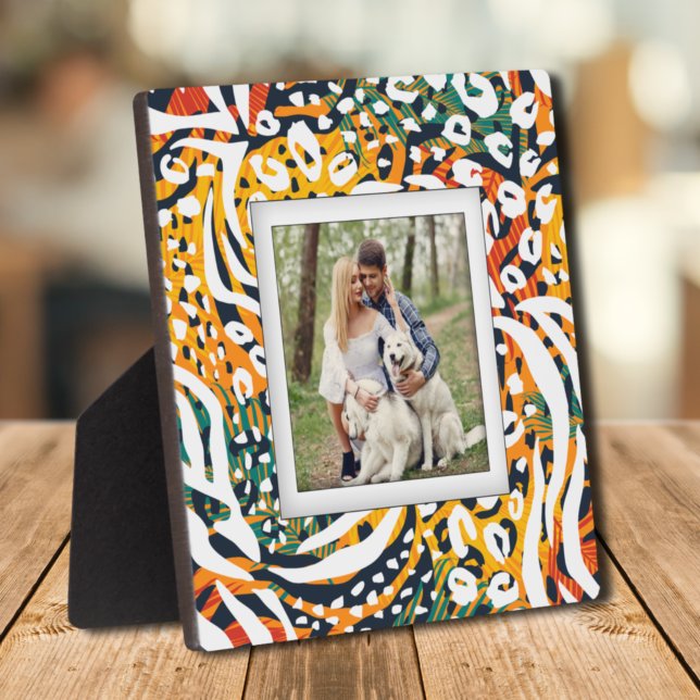 Tiermuster Frameless Familie Foto Easel Back Fotoplatte (Animal Pattern Frameless Family Photo Easel Back Plaque)