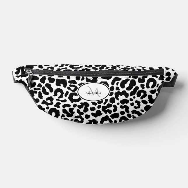 Tiermuster Individuelle Namensreise Schwarz-weiß Bauchtasche (Ablage )