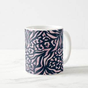 Tiermuster, Leopard, Tiger, blau, rosa, Haut, Kaffeetasse