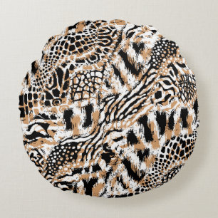 Tiermusterdesign. Modernes Leopardenmuster-Design Rundes Kissen