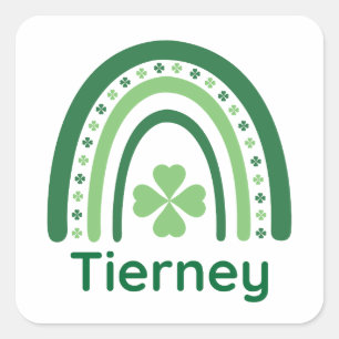 Tierney Name Clover Boho Regenbogen Quadratischer Aufkleber